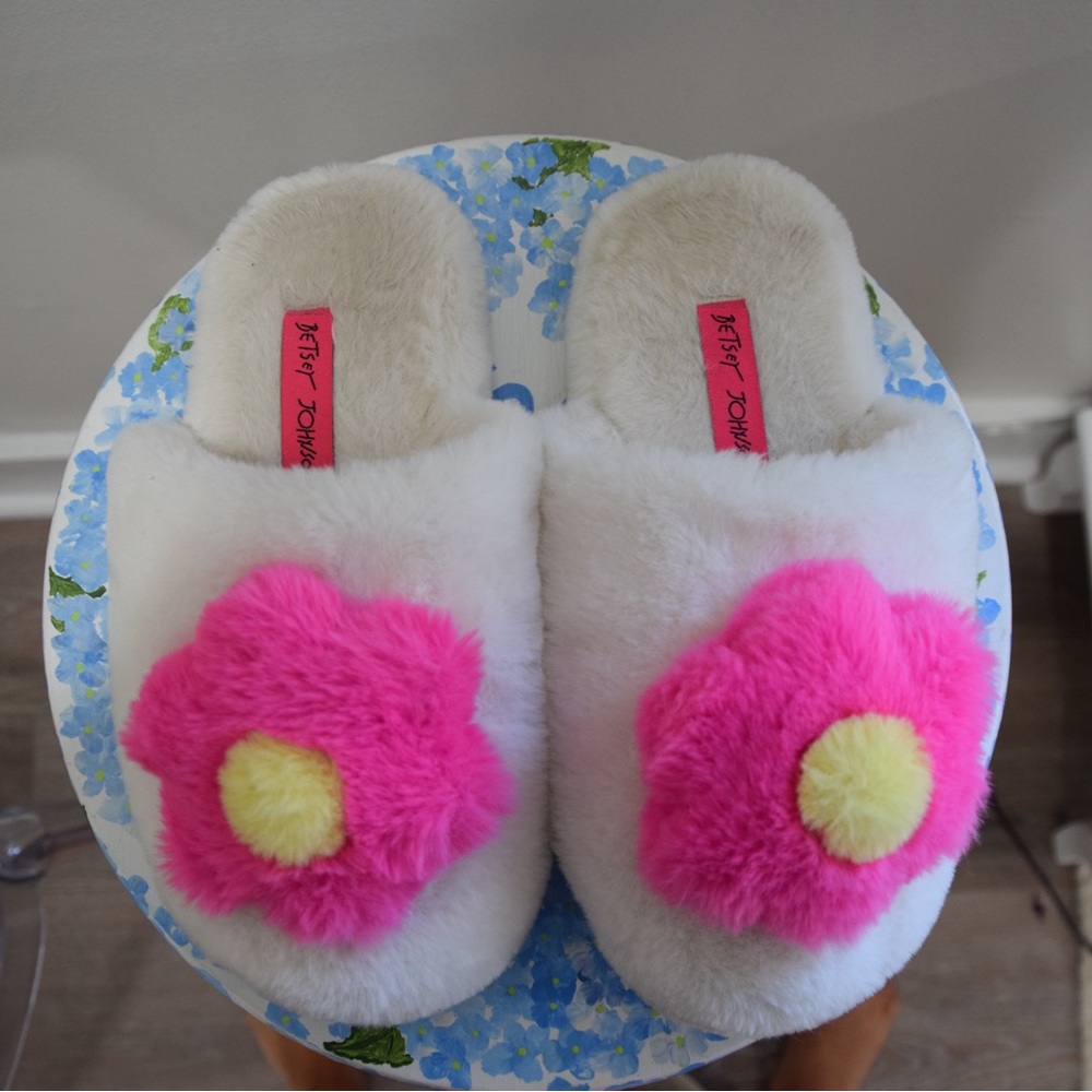 Betsy Johnson Slippers with Pink and Yellow Flower